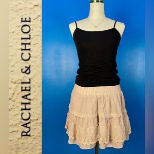 RACHEL & CHLOE Tiered Lace Mini Skirt, Size Medium